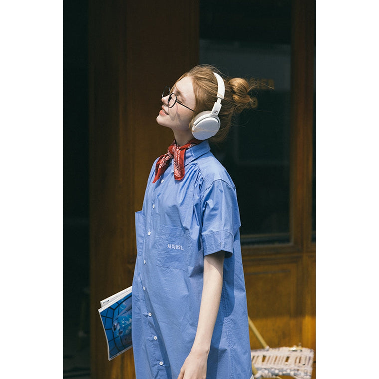 A[S]USL POCKET SHIRT DRESS-BLUE