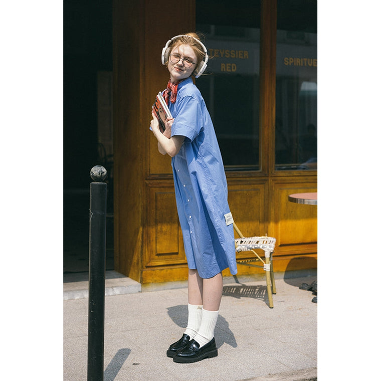 A[S]USL POCKET SHIRT DRESS-BLUE
