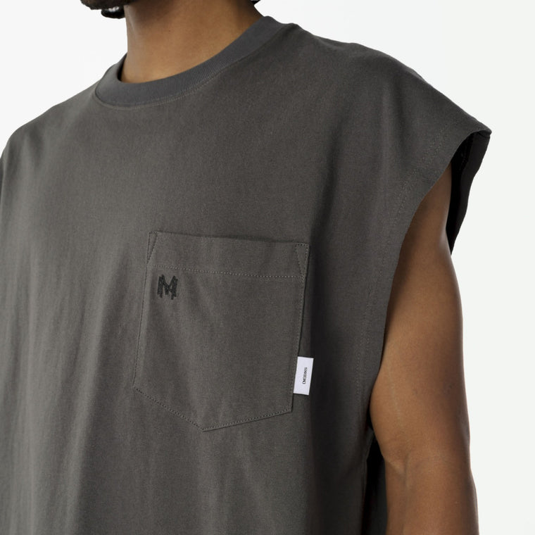 MADNESS POCKET TANK TOP-CHARCOAL