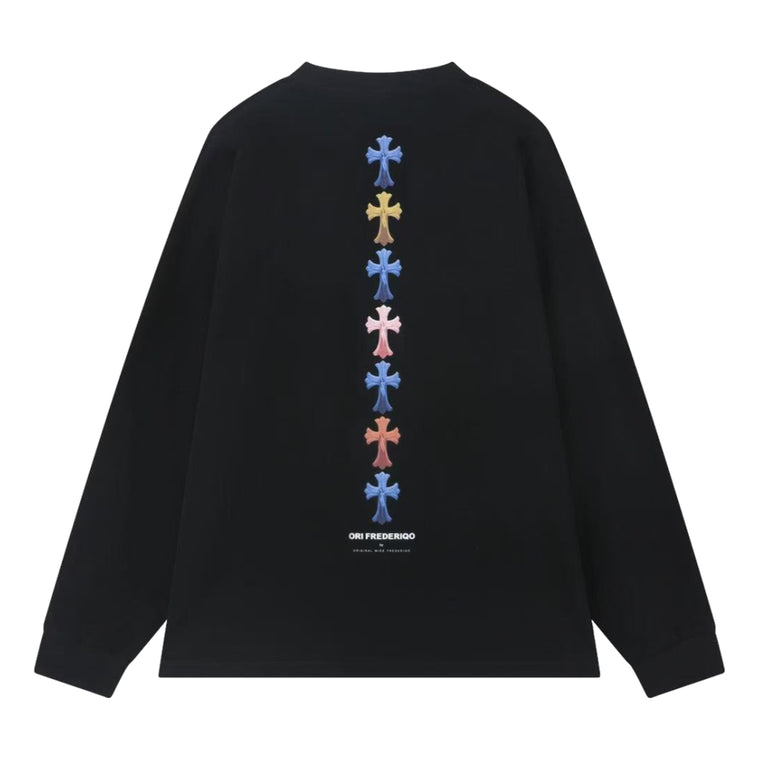 ORI FREDERIQO PRINTED LONG SLEEVES T-SHIRT-BLACK