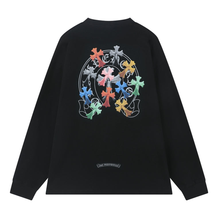 ORI FREDERIQO PRINTED LONG SLEEVES T-SHIRT-BLACK