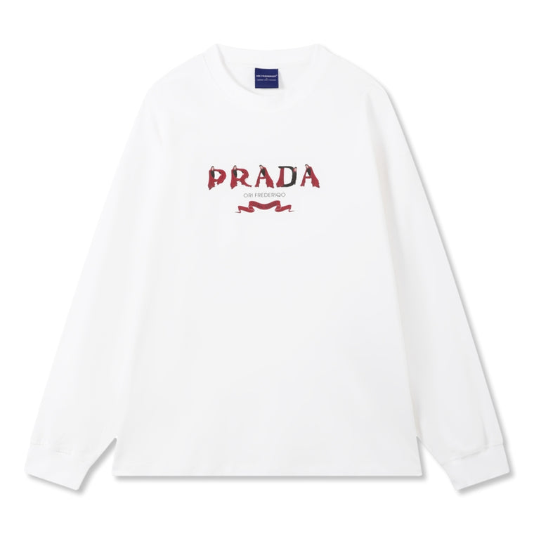ORI FREDERIQO PRINTED LONG SLEEVES T-SHIRT-WHITE