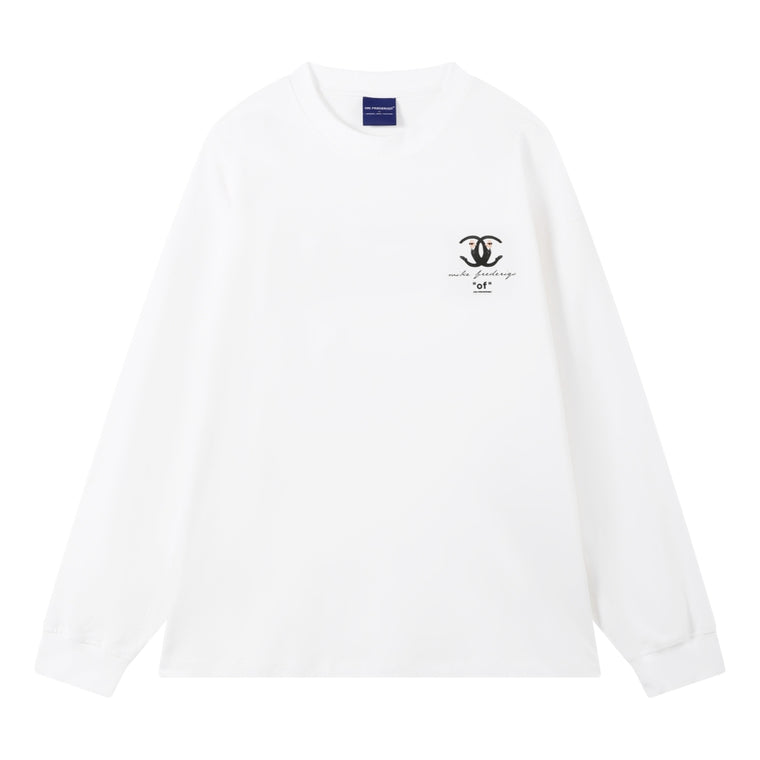 ORI FREDERIQO PRINTED LONG SLEEVES T-SHIRT-WHITE