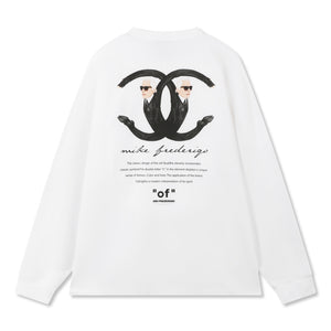 ORI FREDERIQO PRINTED LONG SLEEVES T-SHIRT-WHITE