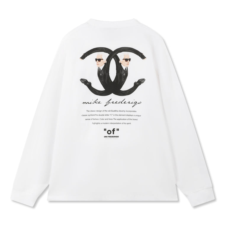 ORI FREDERIQO PRINTED LONG SLEEVES T-SHIRT-WHITE