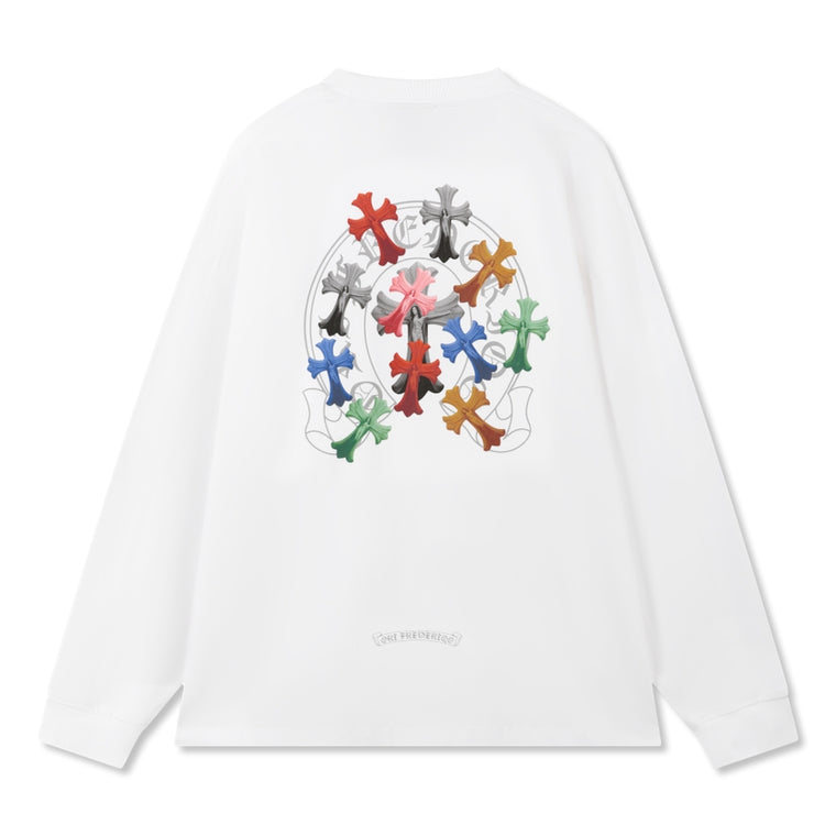 ORI FREDERIQO PRINTED LONG SLEEVES T-SHIRT-WHITE