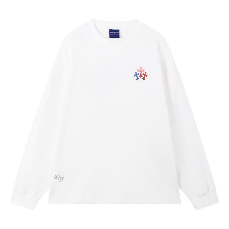 ORI FREDERIQO PRINTED LONG SLEEVES T-SHIRT-WHITE