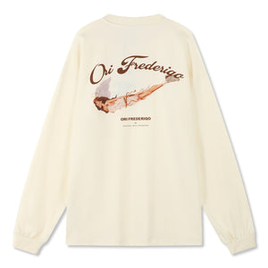ORI FREDERIQO PRINTED LS TEE-BEIGE