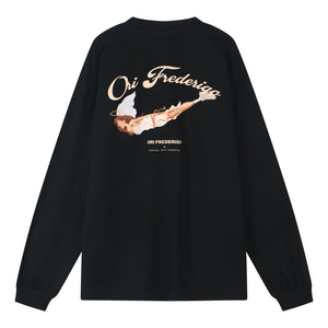 ORI FREDERIQO PRINTED LS TEE-BLACK