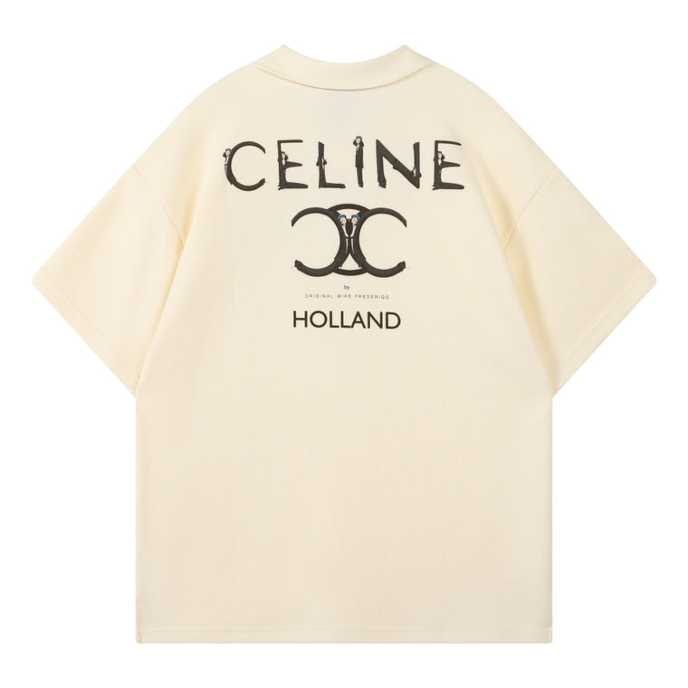 ORI FREDERIQO PRINTED SS POLO-WHITE