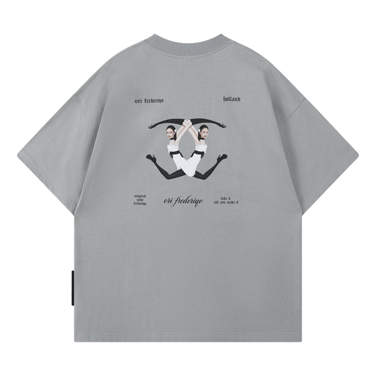 ORI FREDERIQO PRINTED SS TEE-GREY
