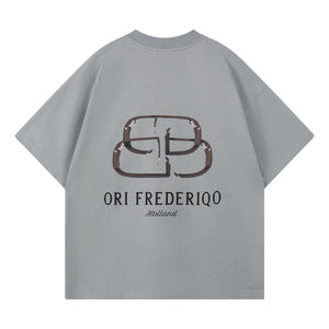 ORI FREDERIQO PRINTED SS TEE-GREY