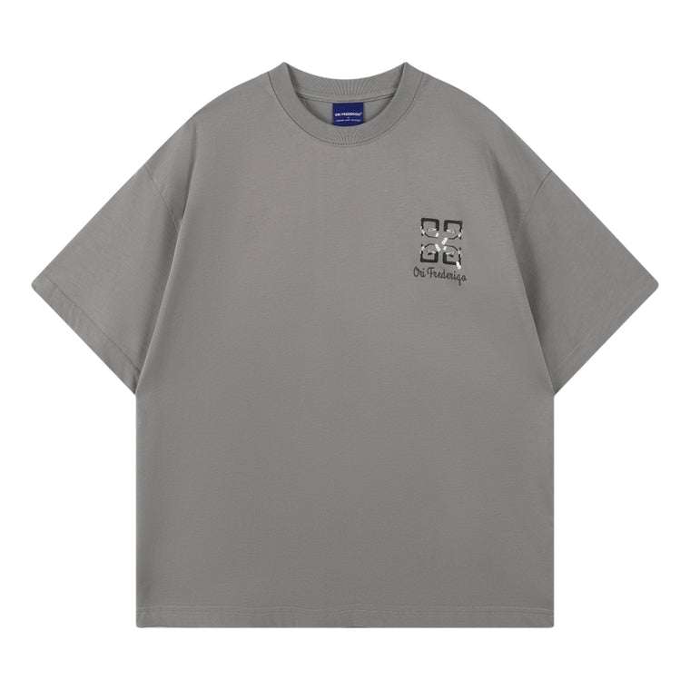 ORI FREDERIQO PRINTED SS TEE-GREY