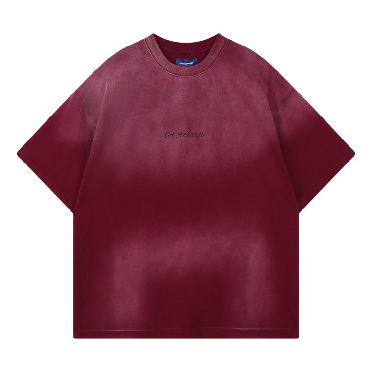 ORI FREDERIQO PRINTED WASHED SS TEE-RED