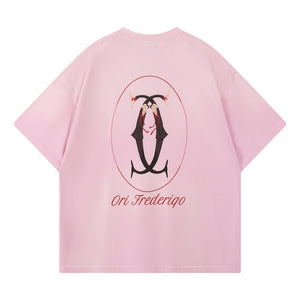 ORI FREDERIQO PRINTED WASHED SS TEE-PINK