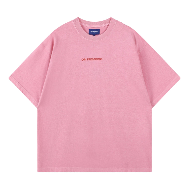 ORI FREDERIQO PRINTED WASHED SS TEE-PINK