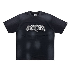 2ND CLOSET "PUNK PEACE" EMBROIDERY SPRAY T-SHIRT-BLACK