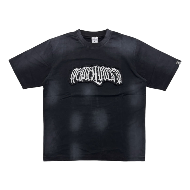 2ND CLOSET "PUNK PEACE" EMBROIDERY SPRAY T-SHIRT-BLACK