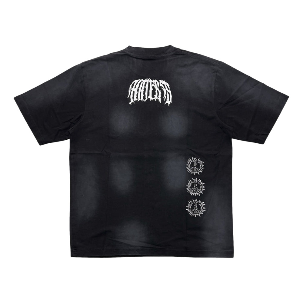 2ND CLOSET "PUNK PEACE" EMBROIDERY SPRAY T-SHIRT-BLACK
