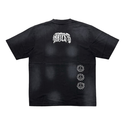 2ND CLOSET "PUNK PEACE" EMBROIDERY SPRAY T-SHIRT-BLACK