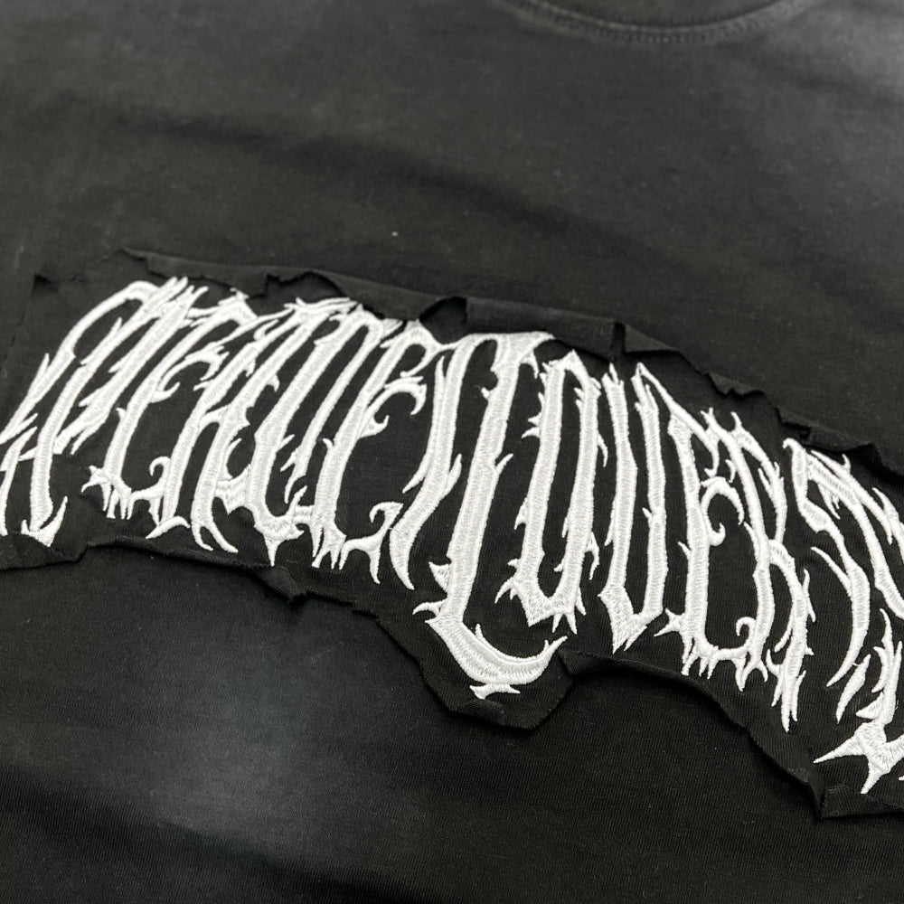 2ND CLOSET "PUNK PEACE" EMBROIDERY SPRAY T-SHIRT-BLACK