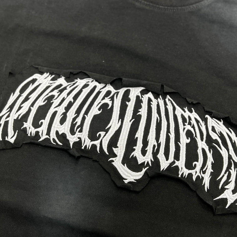 2ND CLOSET "PUNK PEACE" EMBROIDERY SPRAY T-SHIRT-BLACK