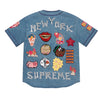 SUPREME PATCHES DENIM BASEBALL JERSEY-MEDIUM WASHED