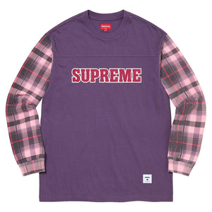 SUPREME PLAID SLEEVE L/S TOP-PURPLE