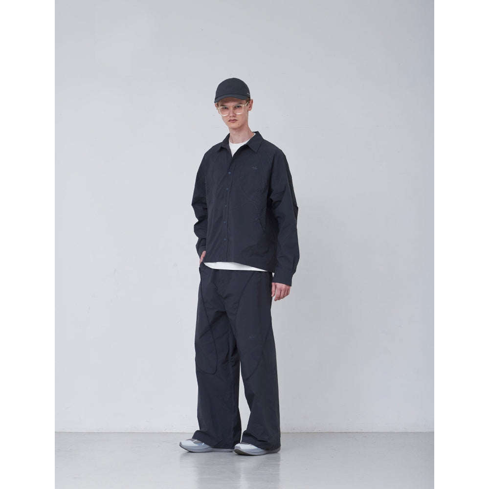 NINE POINT NINE PULSAR LASER WIDE PANTS-DARK GREY