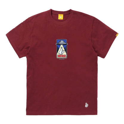 #FR2 RABBITS ABDUCTED BY UFO T-SHIRT-BURGUNDY