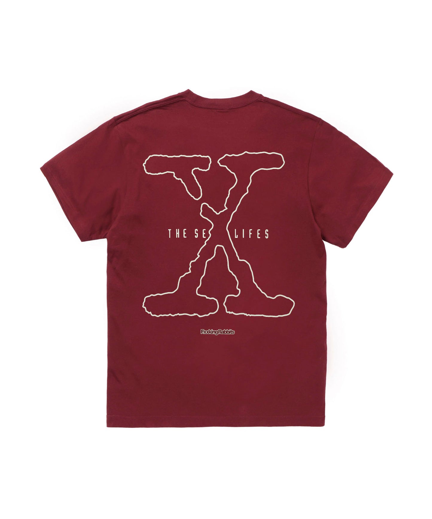 #FR2 RABBITS ABDUCTED BY UFO T-SHIRT-BURGUNDY