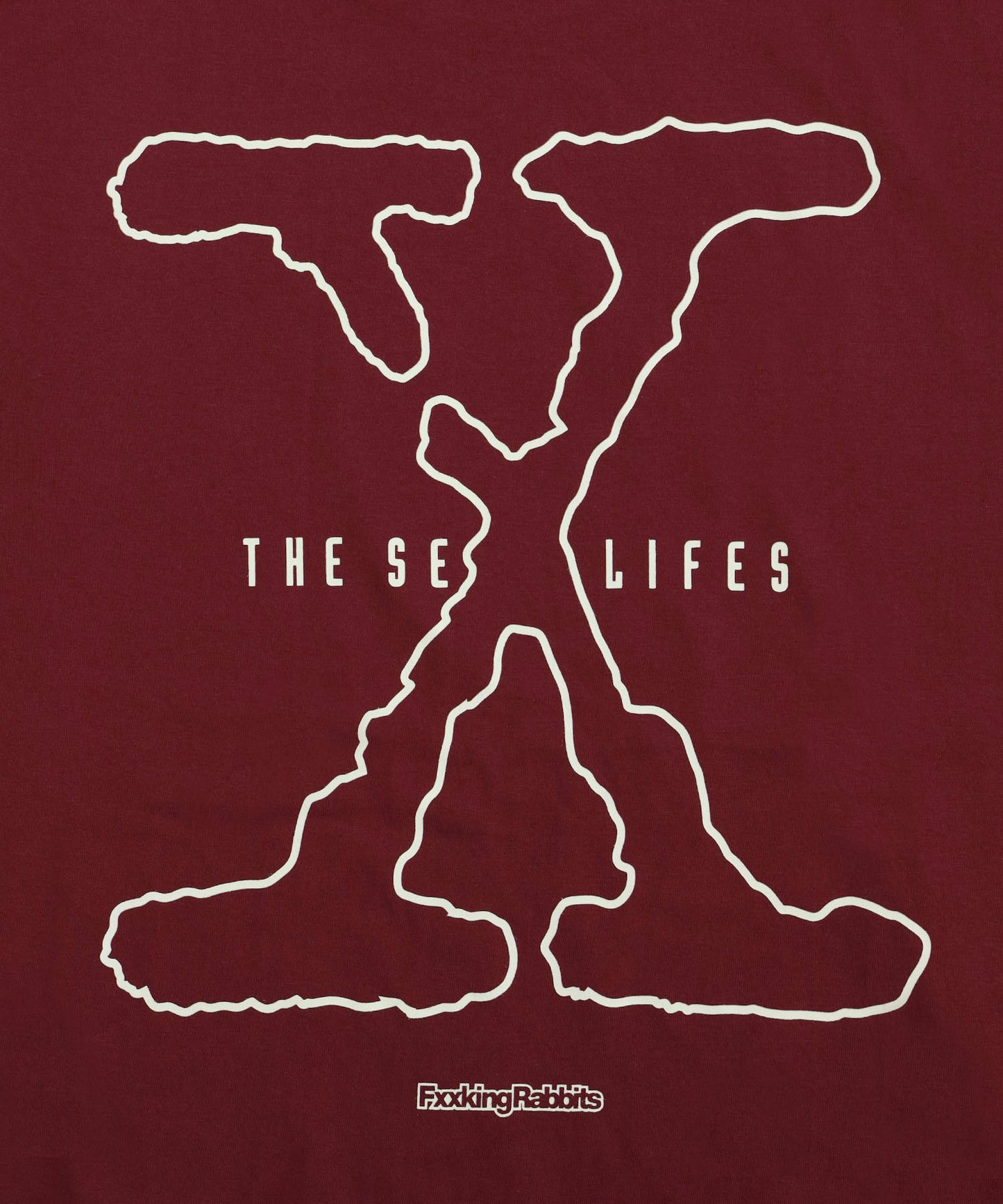 #FR2 RABBITS ABDUCTED BY UFO T-SHIRT-BURGUNDY