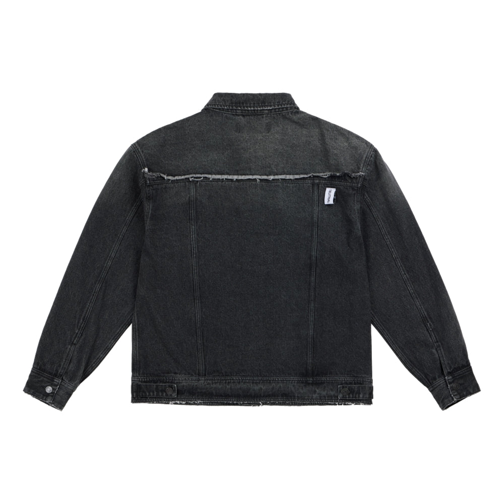 NEUTRAL SOCIETY RAW EDGE DENIM JACKET-BLACK DENIM