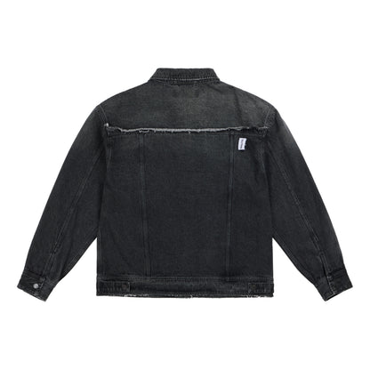 NEUTRAL SOCIETY RAW EDGE DENIM JACKET-BLACK DENIM
