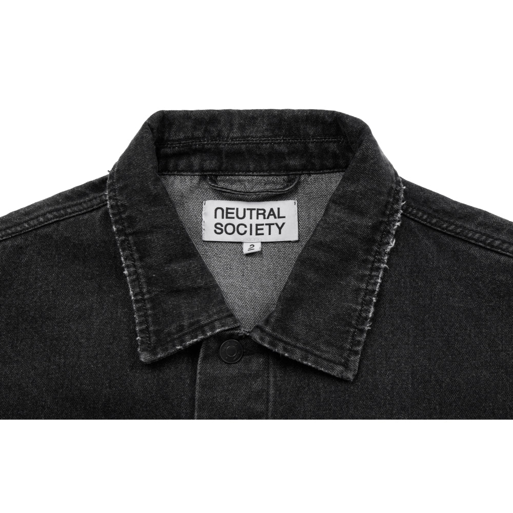 NEUTRAL SOCIETY RAW EDGE DENIM JACKET-BLACK DENIM