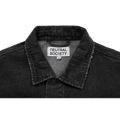 NEUTRAL SOCIETY RAW EDGE DENIM JACKET-BLACK DENIM