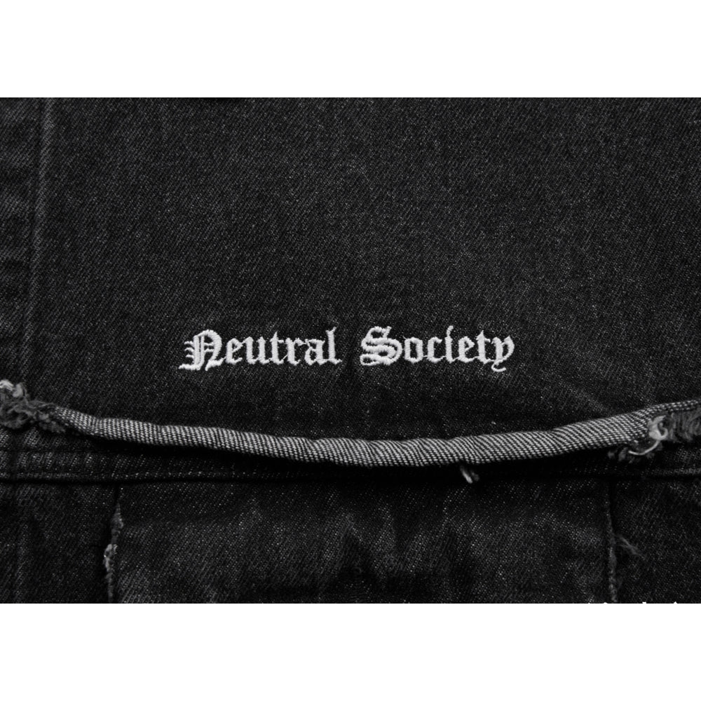 NEUTRAL SOCIETY RAW EDGE DENIM JACKET-BLACK DENIM