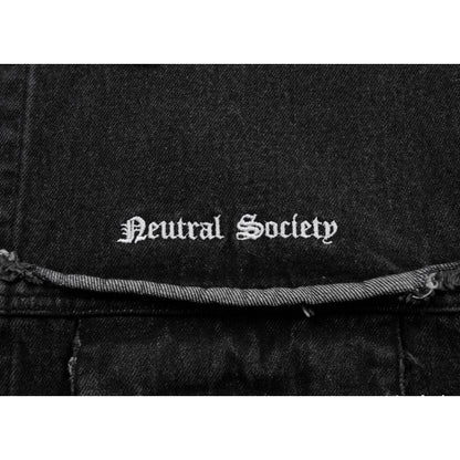 NEUTRAL SOCIETY RAW EDGE DENIM JACKET-BLACK DENIM