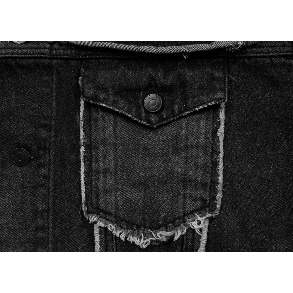 NEUTRAL SOCIETY RAW EDGE DENIM JACKET-BLACK DENIM