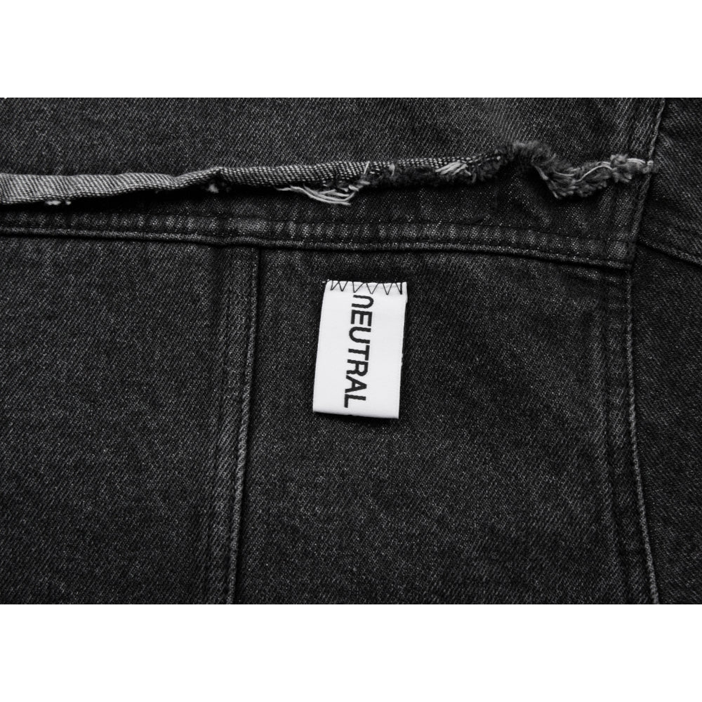 NEUTRAL SOCIETY RAW EDGE DENIM JACKET-BLACK DENIM