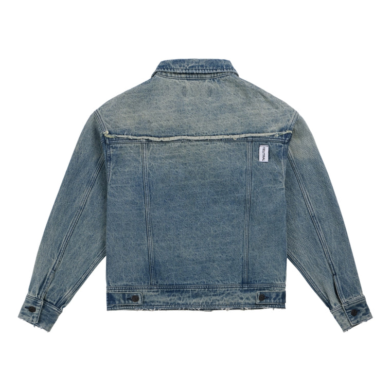NEUTRAL SOCIETY RAW EDGE DENIM JACKET-BLUE DENIM