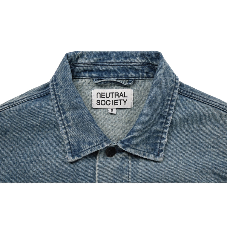 NEUTRAL SOCIETY RAW EDGE DENIM JACKET-BLUE DENIM