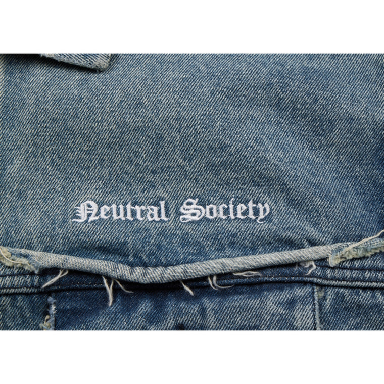 NEUTRAL SOCIETY RAW EDGE DENIM JACKET-BLUE DENIM