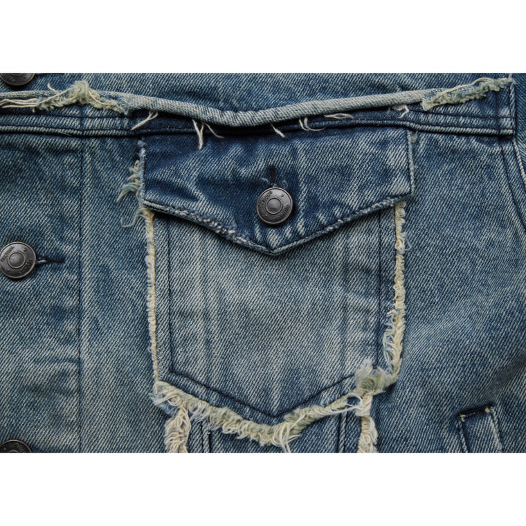 NEUTRAL SOCIETY RAW EDGE DENIM JACKET-BLUE DENIM