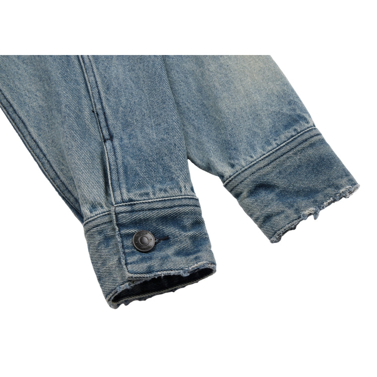 NEUTRAL SOCIETY RAW EDGE DENIM JACKET-BLUE DENIM
