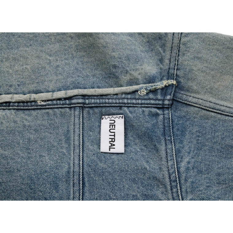 NEUTRAL SOCIETY RAW EDGE DENIM JACKET-BLUE DENIM