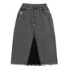 NEUTRAL SOCIETY RAW EDGE DENIM SKIRT-BLACK DENIM