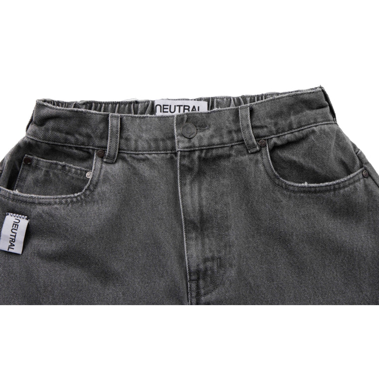 NEUTRAL SOCIETY RAW EDGE DENIM SKIRT-BLACK DENIM