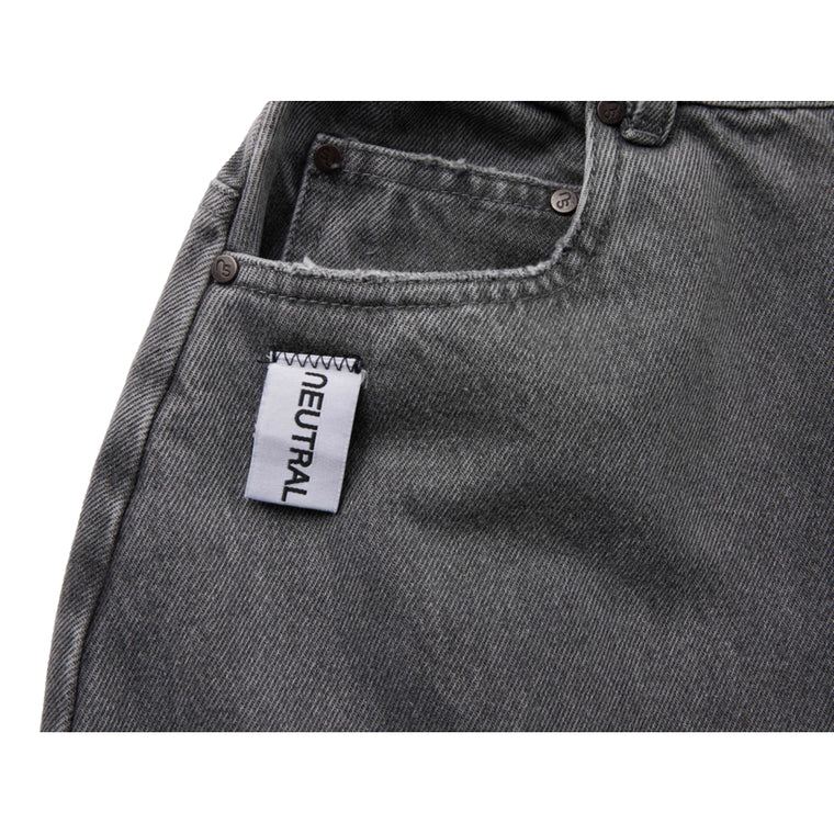 NEUTRAL SOCIETY RAW EDGE DENIM SKIRT-BLACK DENIM