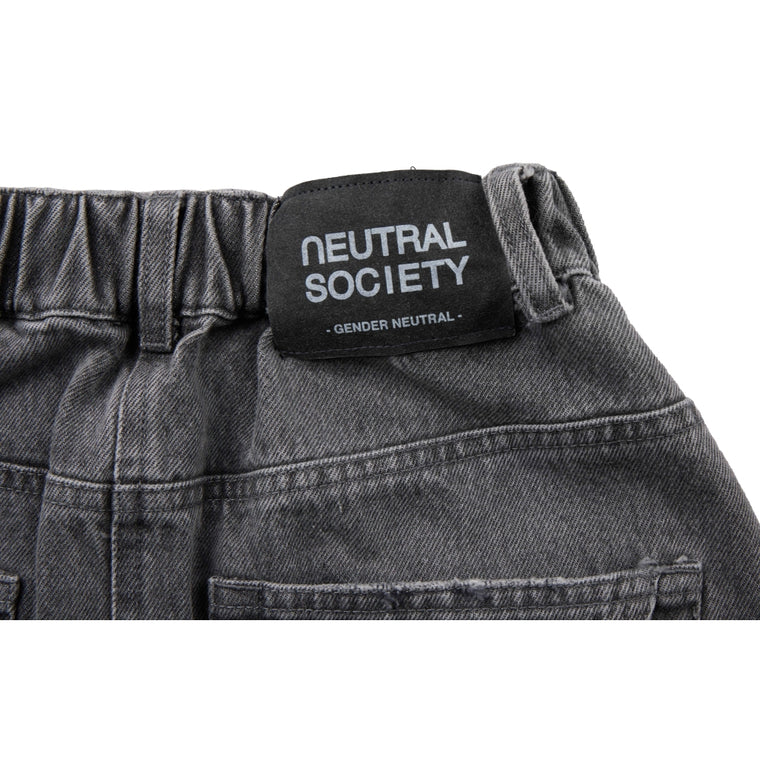 NEUTRAL SOCIETY RAW EDGE DENIM SKIRT-BLACK DENIM